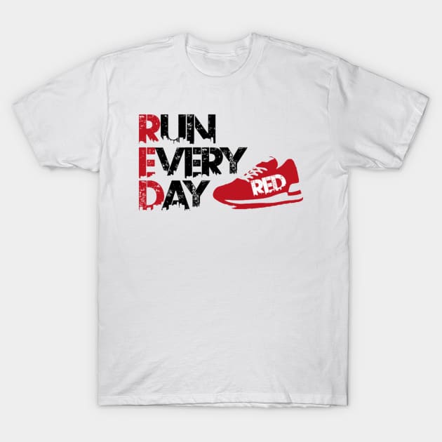 Red Run Shoes T-Shirt by Melly Sim